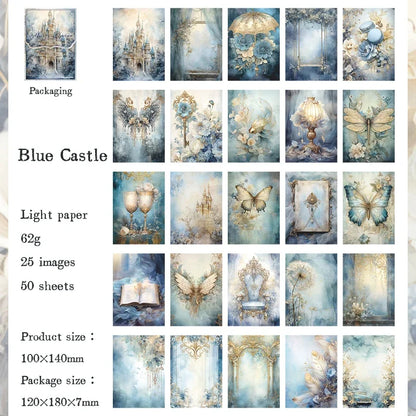 Vintage Scrapbooking Paper - 50 Pieces of Various Images