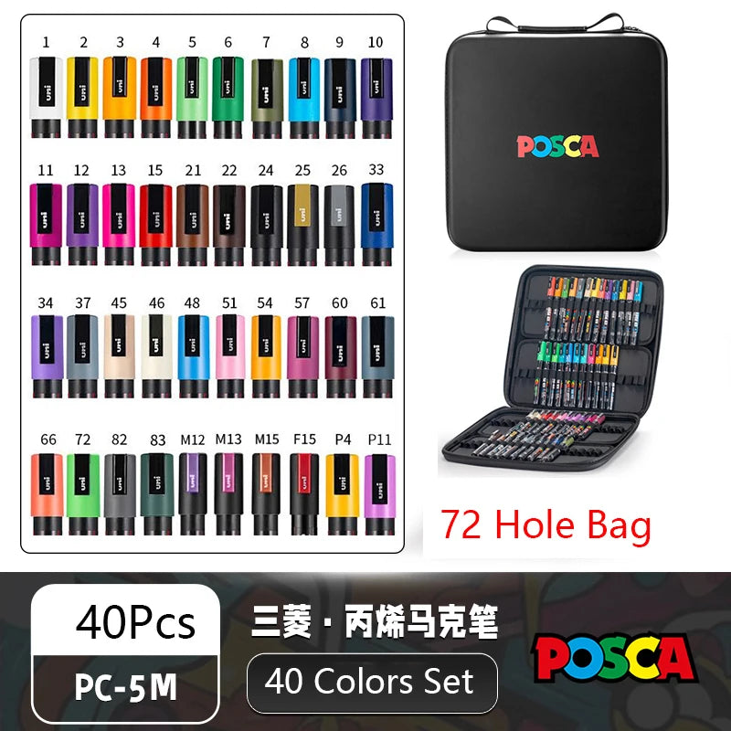 POSCA Multi-Color Marker Pen Set with case