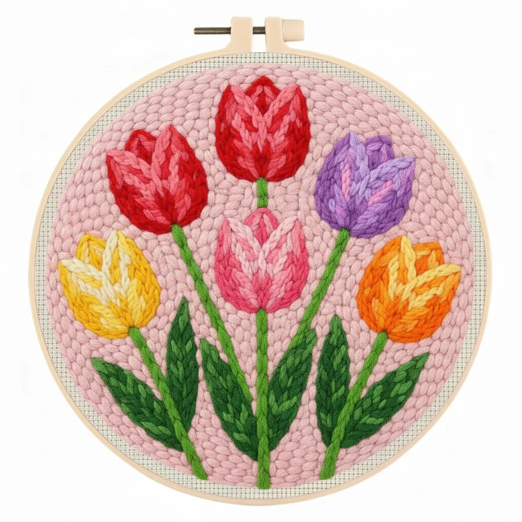 Flowers Punch Needle Kits - 20x20cm