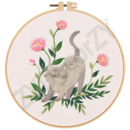 Butterfly, Animals and Flowers Embroidery Kits - 20x20cm