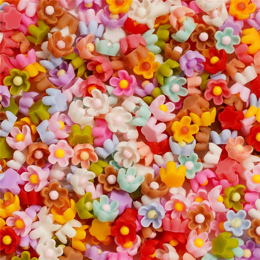 Mixed Flowers Resin Fillings for Jewelry Making - 100Pcs 6mm