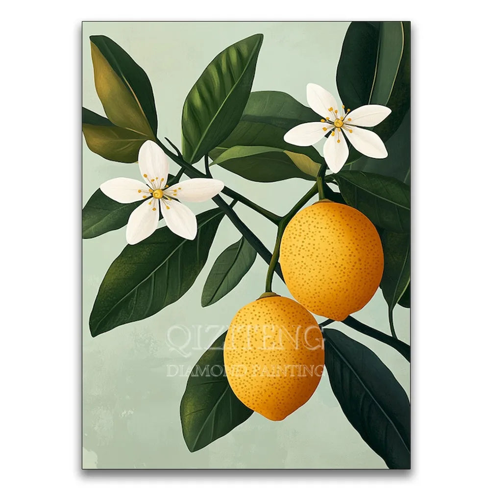 Floral, Citrus & Landscape Diamond Painting Kit, 12 Designs, Round or Square