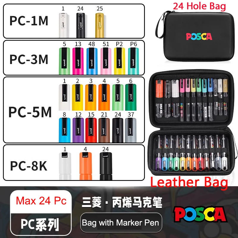 POSCA Multi-Color Marker Pen Set with case