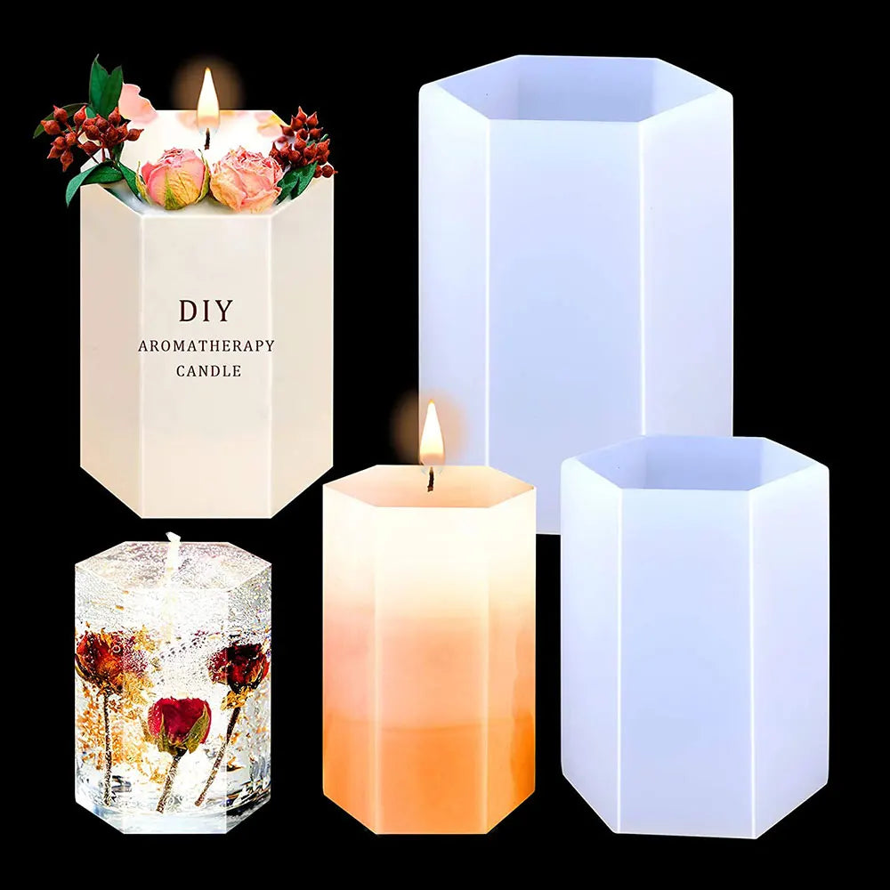 Cylinder and Hexagon Silicone Molds for Candle Making - 7 sizes