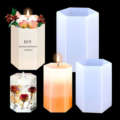Cylinder and Hexagon Silicone Molds for Candle Making - 7 sizes
