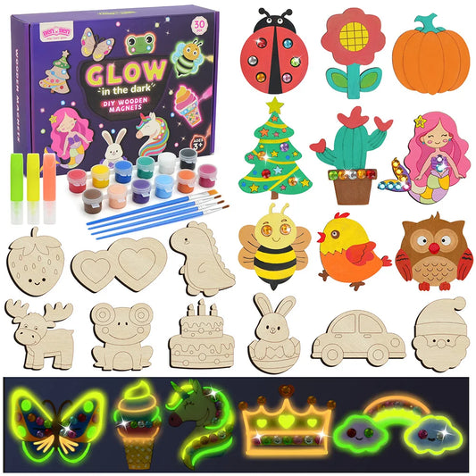 Wooden Magnets Glow in the Dark Painting Kit for Kids