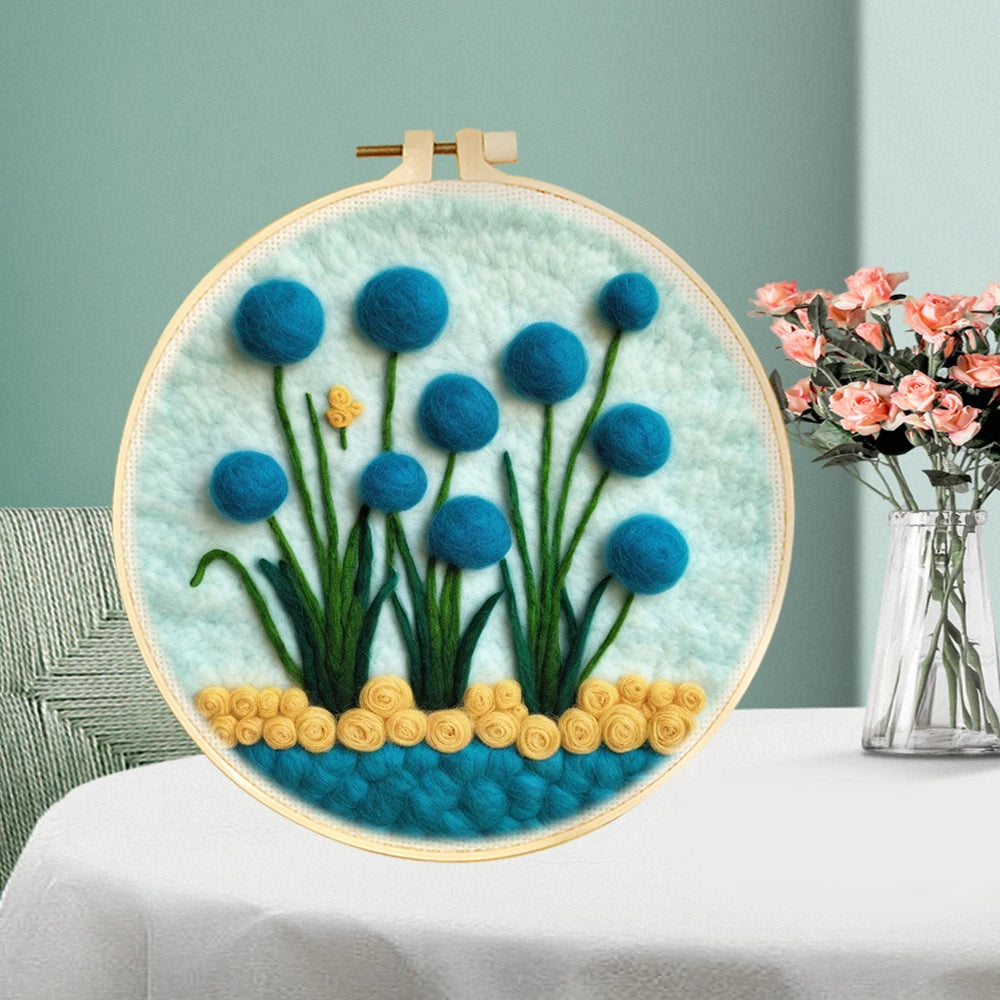 Wool Needle Felting Kits of Flowers with Frame