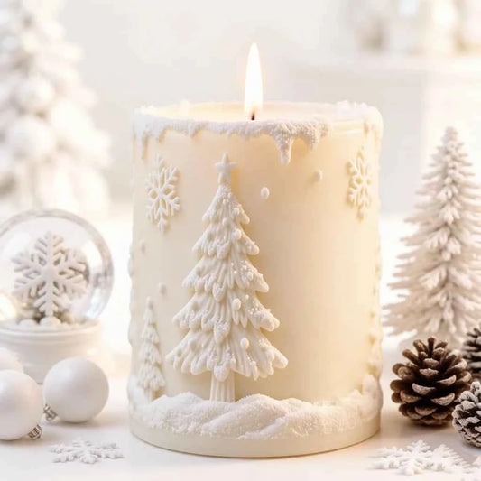 3D Christmas Silicone Candle Mold – Cylinder Pillar Mold for Wax, Resin, Soap and Plaster
