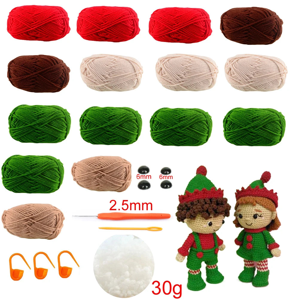 Girl Dolls and Assorted Crochet Kits - Santa, Mrs. Clause and Elfs