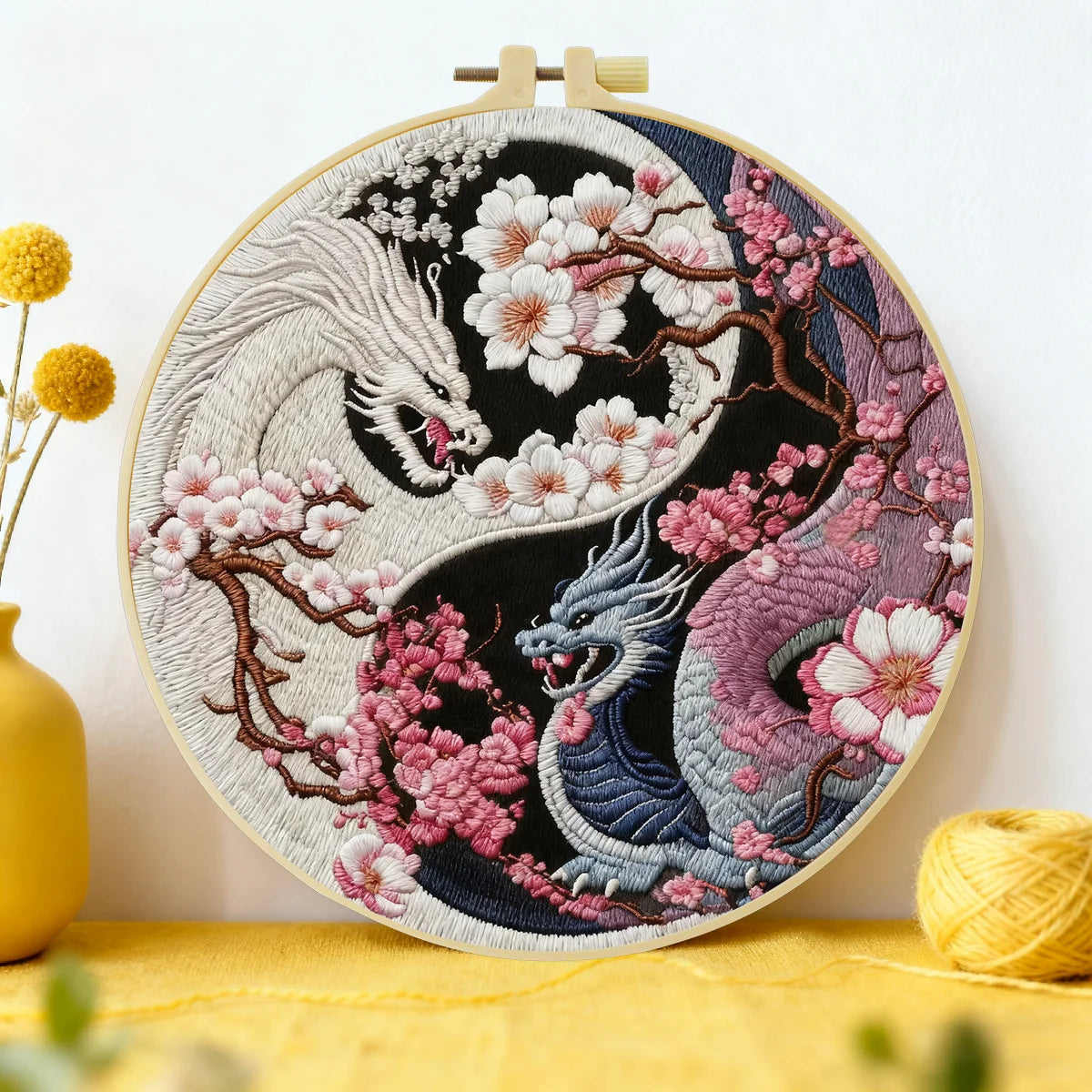 Yin/Yang Dragons Embroidery Kit - 15X15CM