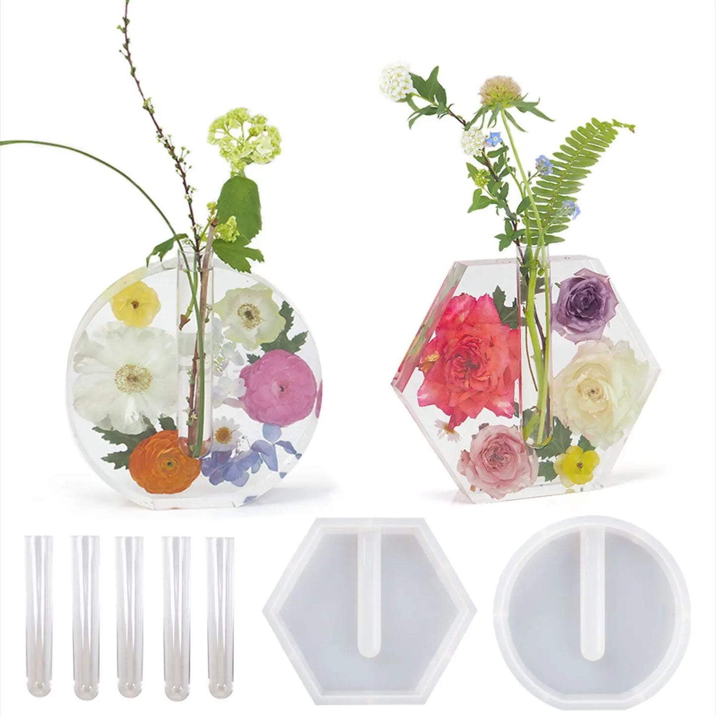 Hexagon Silicone Molds Flower Vase for Epoxy Resin