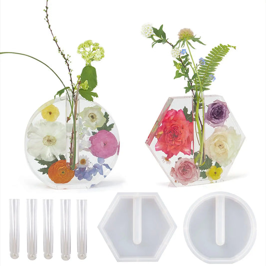 Hexagon Silicone Molds Flower Vase for Epoxy Resin