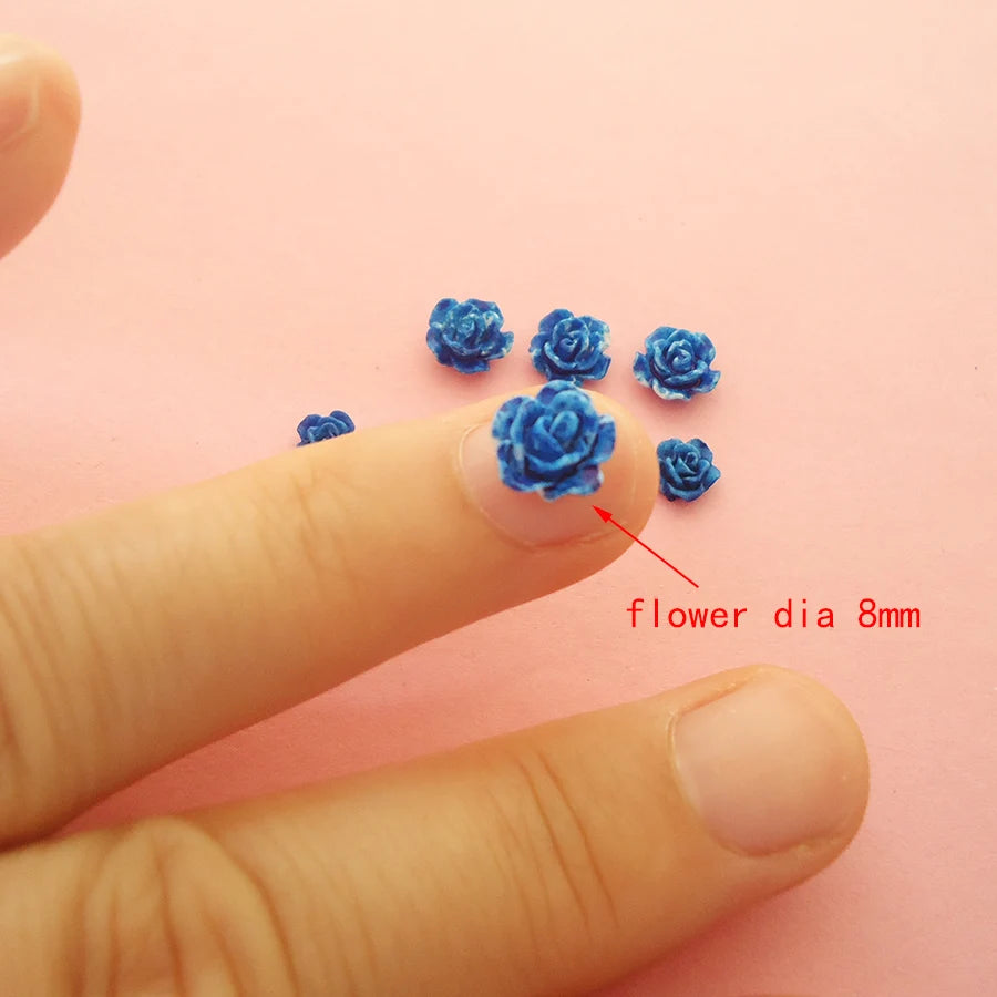Small Roses for Resin Filling - 100pcs, Flat Back, 6mm or 8mm Size Choice