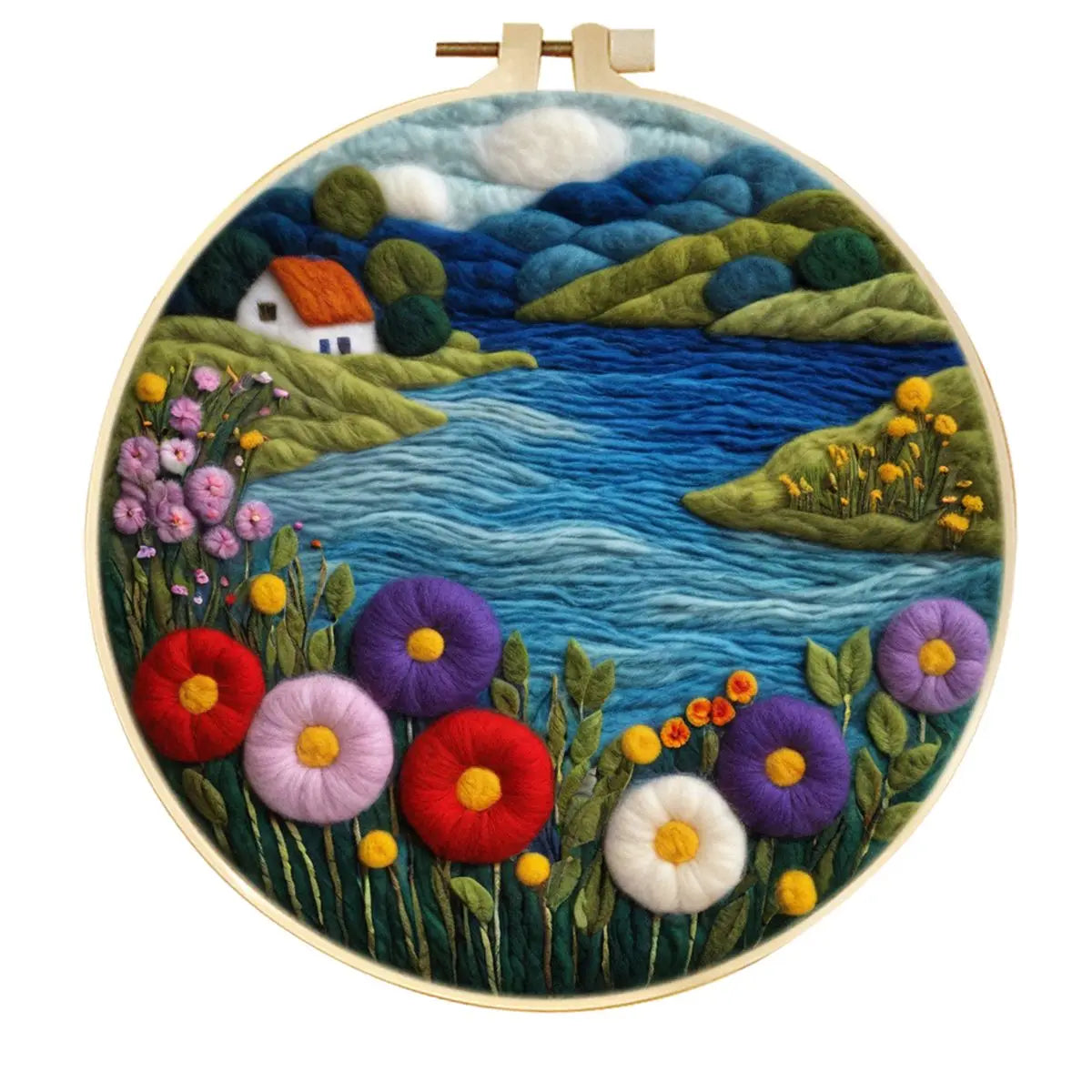 Landscape Wool Felting Kits For Adults-  Includes Embroidery Hoop Frame