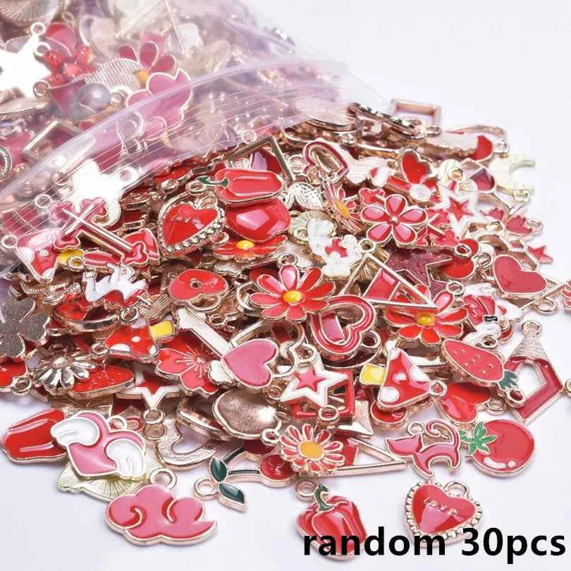30 or 60 Pieces of Various Mixed Enamel Charms For Jewelry Making