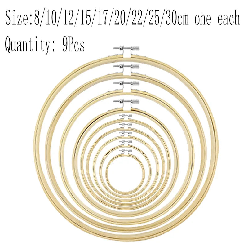 1-9pcs 8-36cm Wooden Embroidery Hoops Frame Set, Cross Stitch Rings for Sewing Craft, Home Decor & Party Decoration
