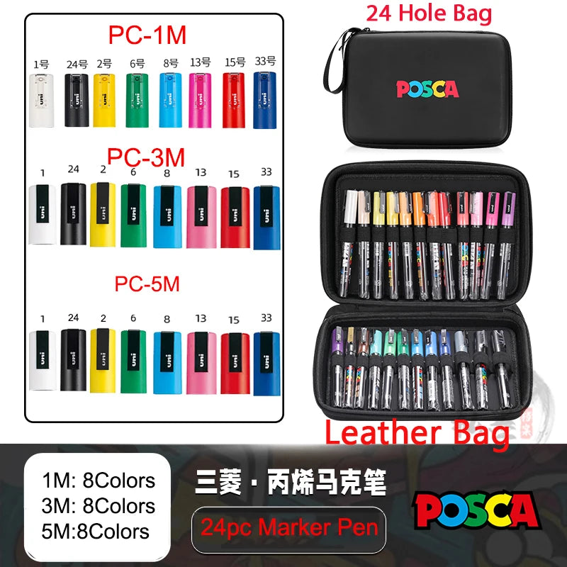 POSCA Multi-Color Marker Pen Set with case