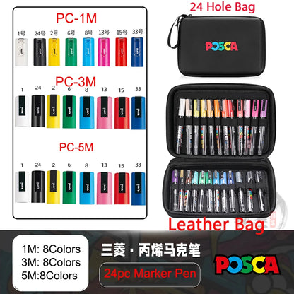POSCA Multi-Color Marker Pen Set with case