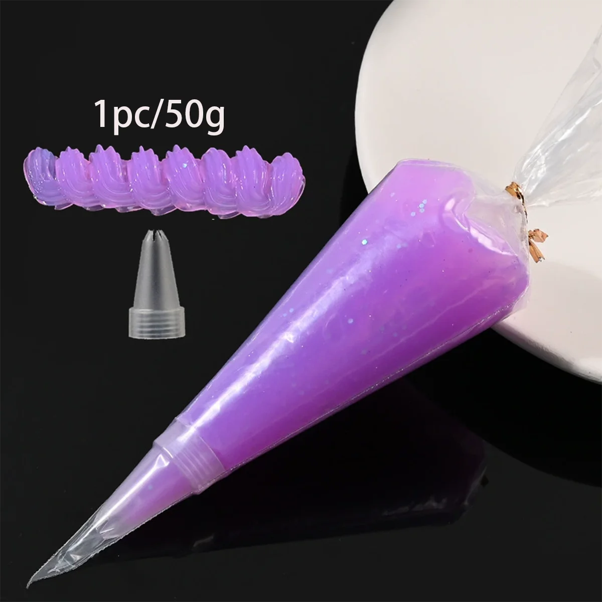 50g Crystal Clear Purple Jelly Glue for DIY Crafts | Simulated Cream Glue | Phone Case Decoration, Party Favors, Art Supplies (Non-Toxic). Comes with a design tip.