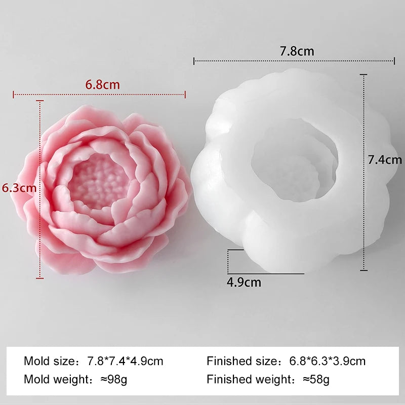 4 sizes of Flower Silicone Molds for Candle Making