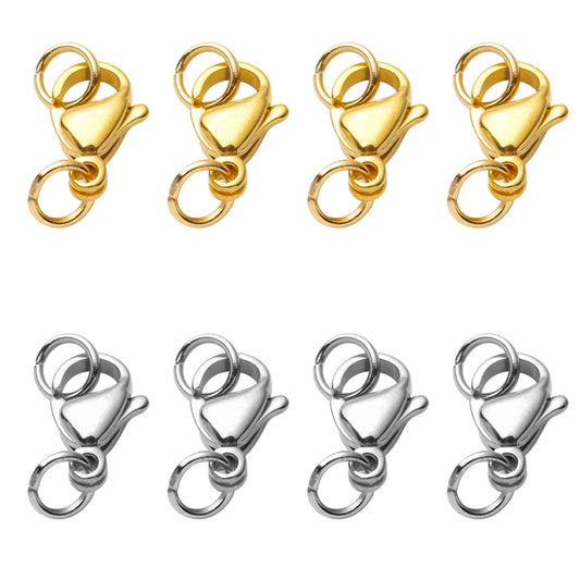 20-40pcs Gold Stainless Steel Lobster Clasps, Hook, Connector, Jump Rings for Bracelet or Necklace