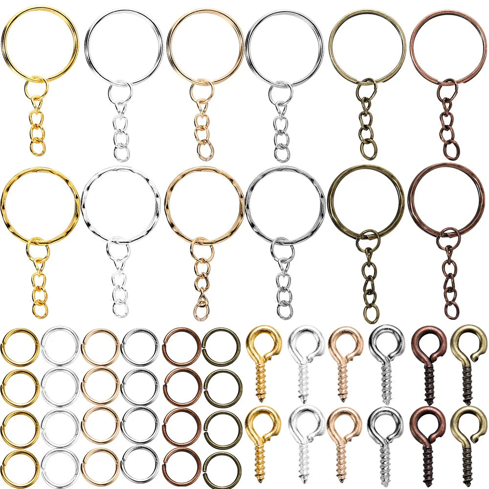 110/220Pcs Keychain - Open Jump Rings, Eye Pins for Epoxy Resin Key Chains