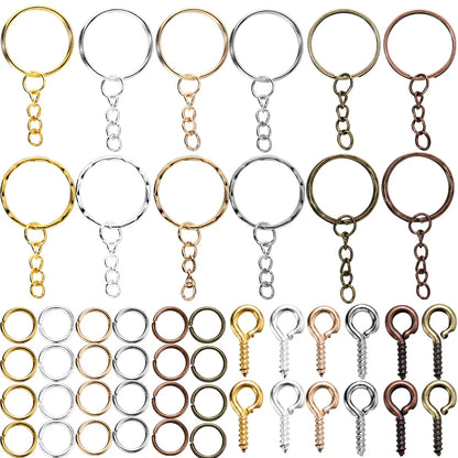 110/220Pcs Keychain - Open Jump Rings, Eye Pins for Epoxy Resin Key Chains