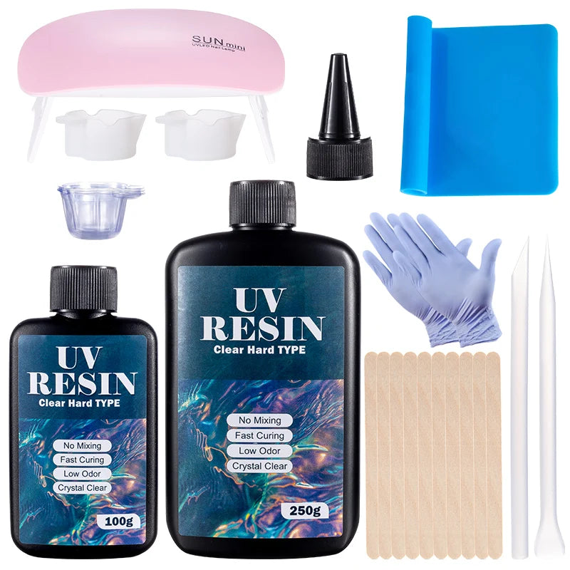 UV Resin Kit - Fast Curing UV Resin with Mixing Tools for Jewelry Making and other projects