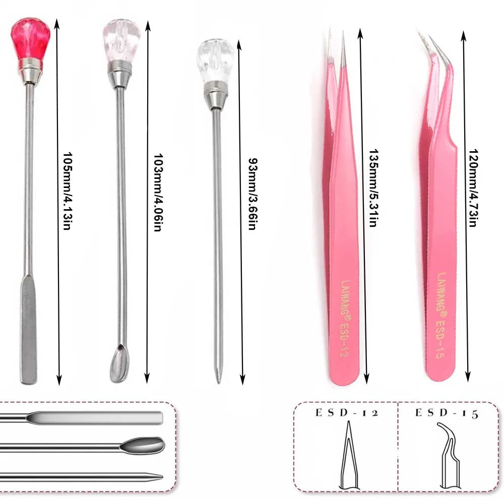 Resin Mold Tools Set - Anti-Static Tweezers, Stirring Spoon, Needle Kit for Jewelry Making