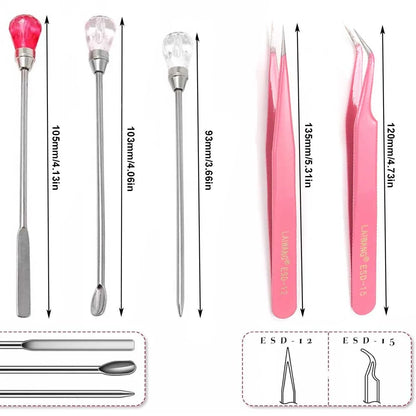 Resin Mold Tools Set - Anti-Static Tweezers, Stirring Spoon, Needle Kit for Jewelry Making