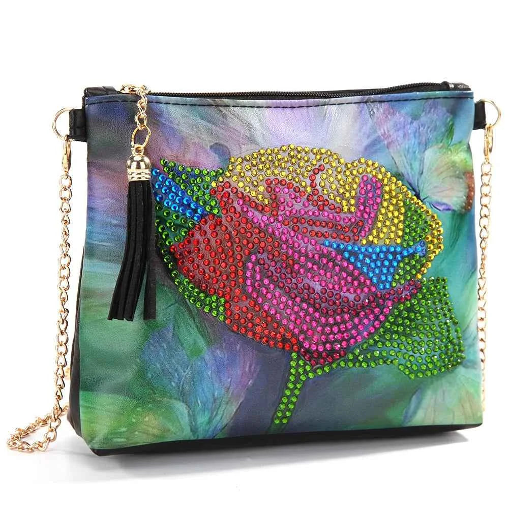 Diamond Art Crossbody Bag Kit, Gold-Tone Chain, 7 Designs