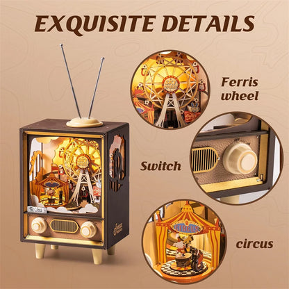 Music Box Carnival with Light 3D Wooden Puzzle Kit
