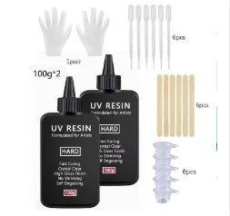 UV Resin-100/500g  Crystal Clear Ultraviolet Curing UV Resin Kit with Light for Jewelry Making
