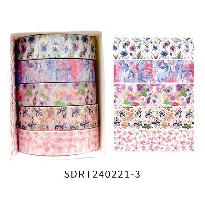 5 Rolls of Flower Washi Tape, Decorative tape for craft projects