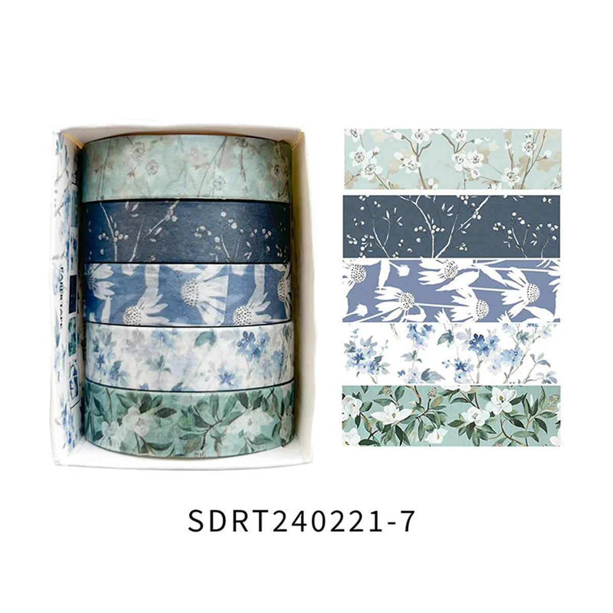5 Rolls of Flower Washi Tape, Decorative tape for craft projects
