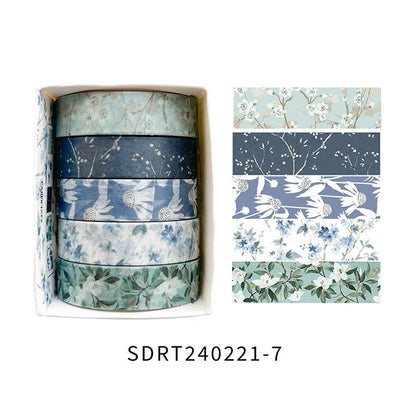 5 Rolls of Flower Washi Tape, Decorative tape for craft projects