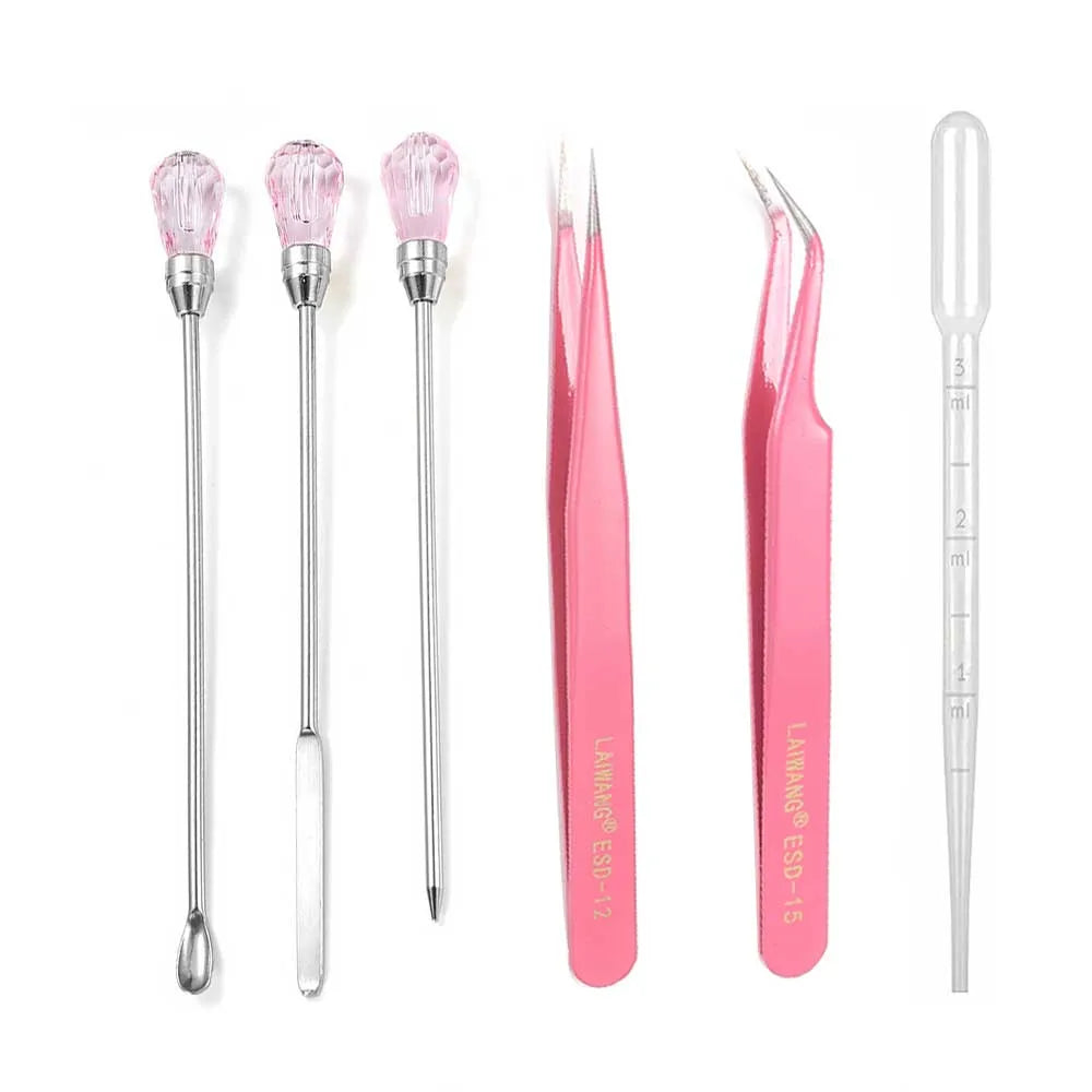Resin Mold Tools Set - Anti-Static Tweezers, Stirring Spoon, Needle Kit for Jewelry Making