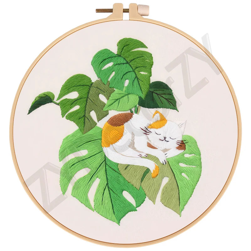 Butterfly, Animals and Flowers Embroidery Kits - 20x20cm