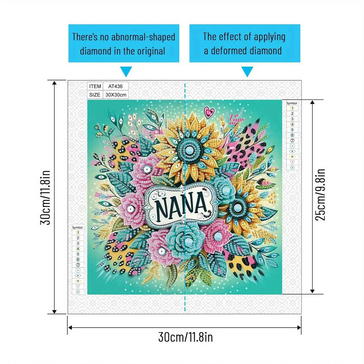 Floral Diamond Art Display Kit, Gift for Nana, 30 x 30 cm