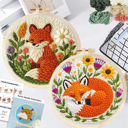 20x20cm Fox Punch Needle Embroidery Kits
