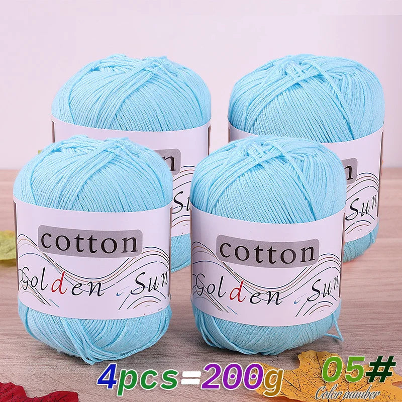 4 Pieces = 200g 100% Pure Cotton Yarn