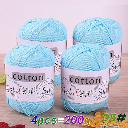 4 Pieces = 200g 100% Pure Cotton Yarn