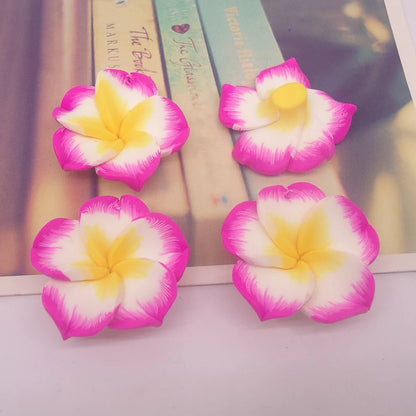 10pcs/Lots 30mm Polymer Clay Plumeria Rubra Flower Charming Petal Hole Diy Earrings Pendants Necklace Jewelry Making Materials
