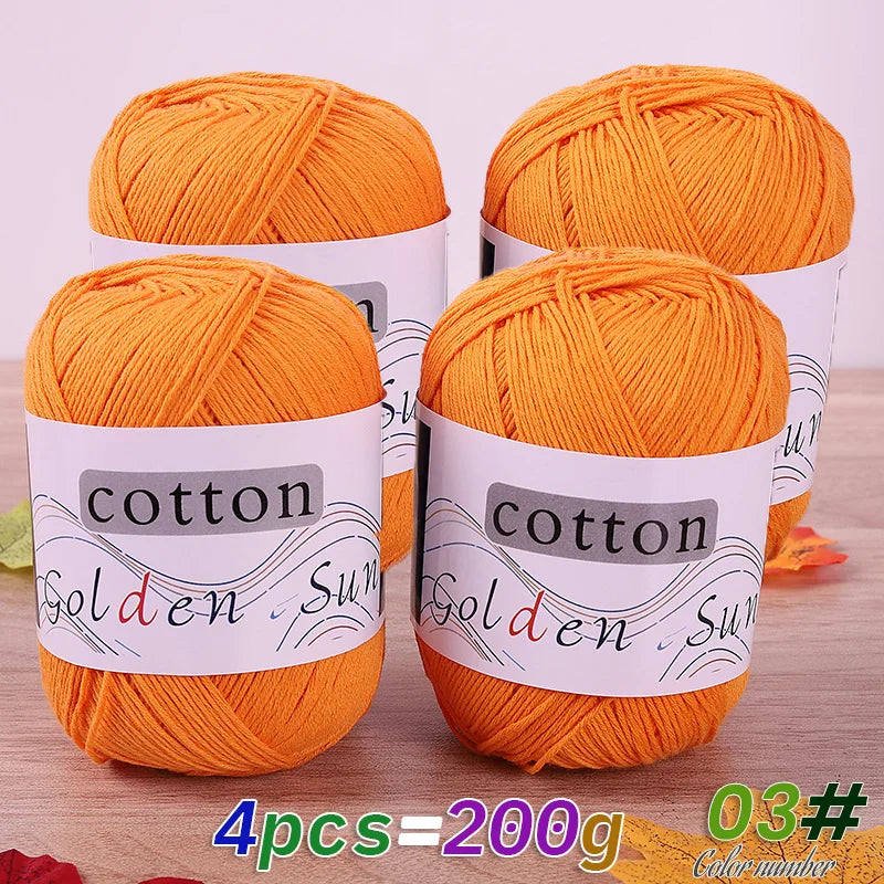 4 Pieces = 200g 100% Pure Cotton Yarn