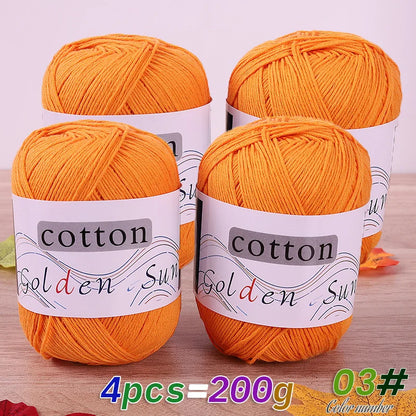 4 Pieces = 200g 100% Pure Cotton Yarn
