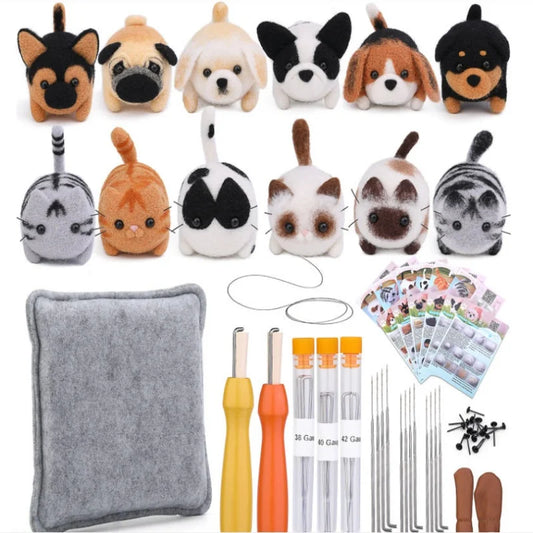 Cat and Dog Needle Felting Kits