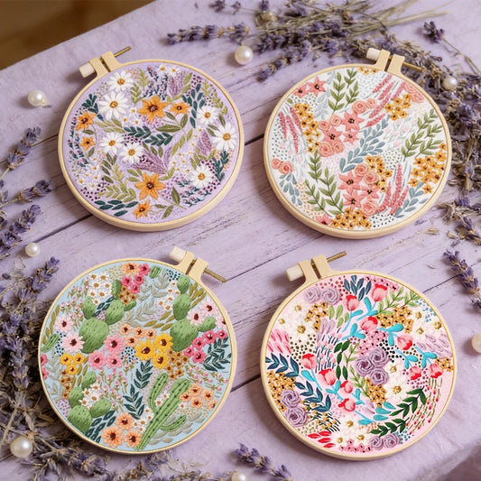 Flowers and Cactus Embroidery Kit