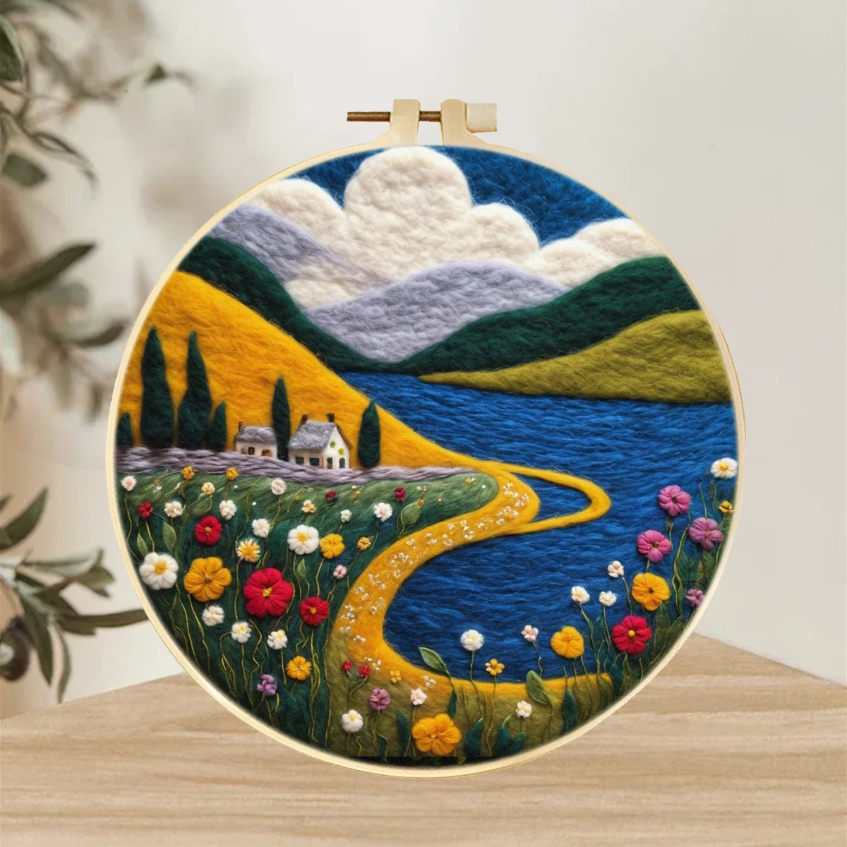 Landscape Wool Felting Kits For Adults-  Includes Embroidery Hoop Frame