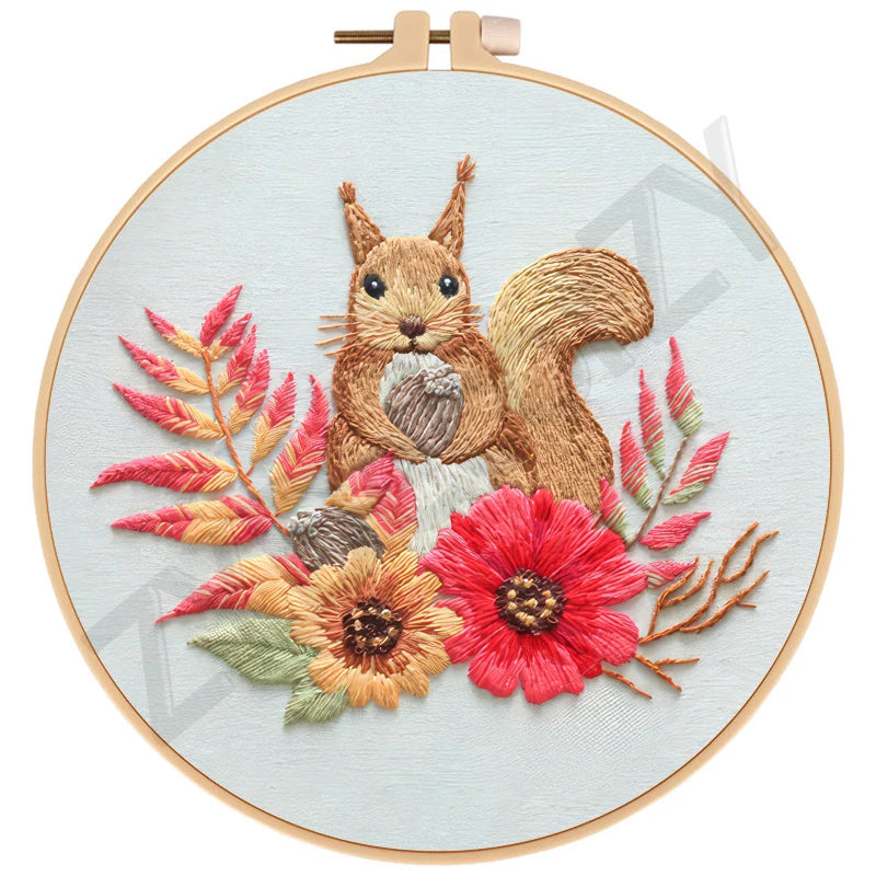 Butterfly, Animals and Flowers Embroidery Kits - 20x20cm