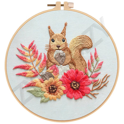Butterfly, Animals and Flowers Embroidery Kits - 20x20cm